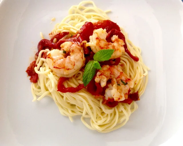 Espaguetis con Langostinos